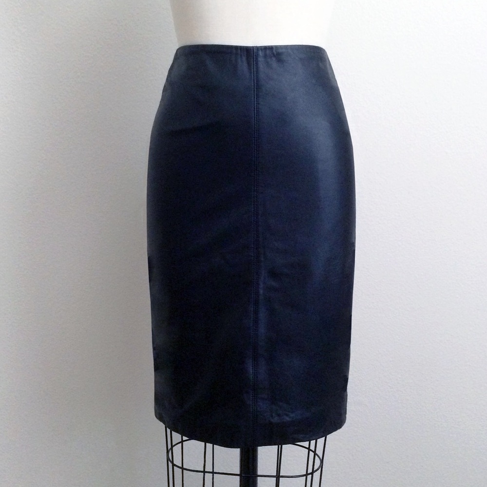 Vintage Black Leather Pencil Skirt